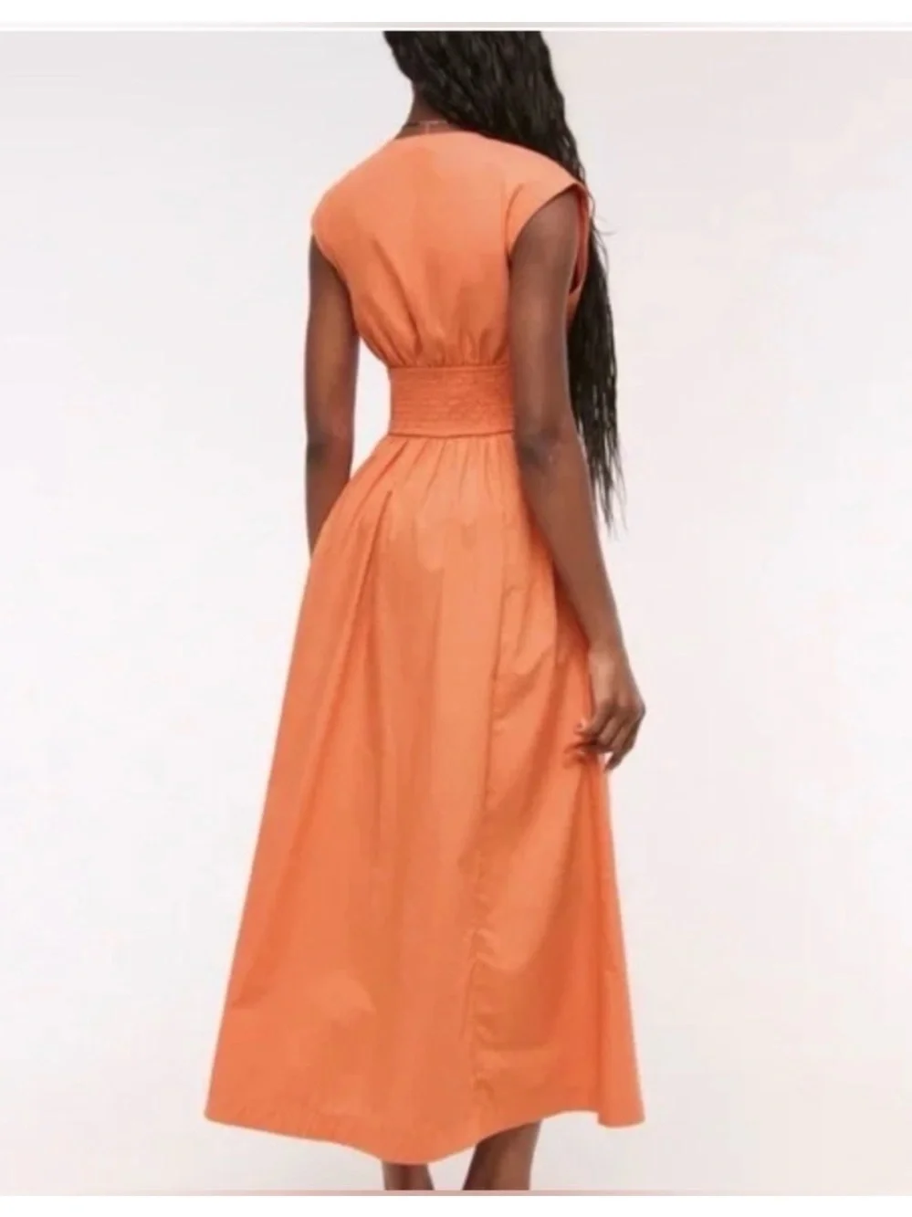NEW Abercrombie & Fitch Orange Twist-Front Maxi Dress Cotton pockets LP vacation